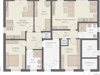Massivhaus Haus Hönow (6 WE) von ROTH MASSIVHAUS Schlüsselfertig ab 1629000€, Cubushaus Grundriss 1