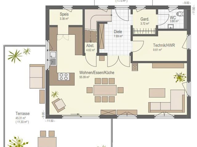 Fertighaus Haus Mühlgraben von Keitel-Haus Schlüsselfertig ab 418122€,  Grundriss 1