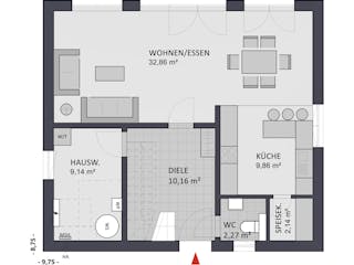 Massivhaus Entwurf NB126 von FAVORIT Massivhaus Schlüsselfertig ab 309848€, Satteldach-Klassiker Grundriss 2