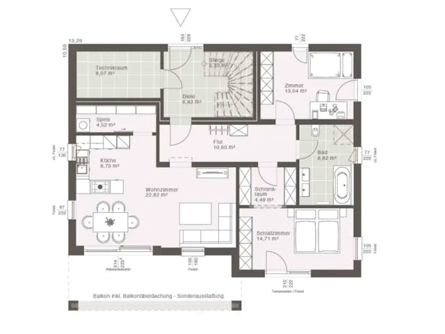 Fertighaus ELK Duo 217 von ELK, Stadtvilla Grundriss 1