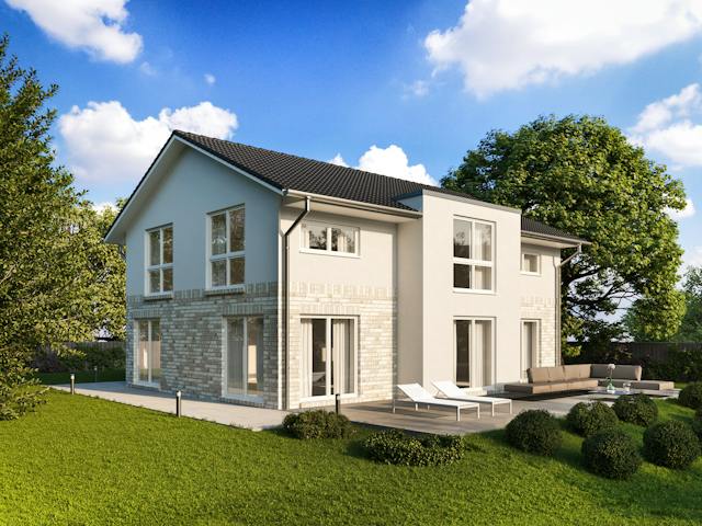Massivhaus GIEBELHAUS 185 von Kähler Massivhaus Schlüsselfertig ab 444770€, Satteldach-Klassiker Außenansicht 1