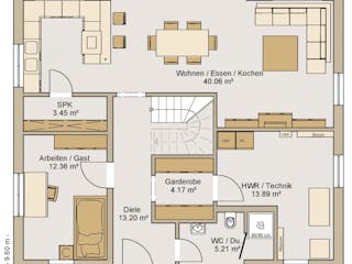 Fertighaus Einfamilienhaus 35-181-150 von BoHolz Haus Schlüsselfertig ab 504018€, Satteldach-Klassiker Grundriss 1