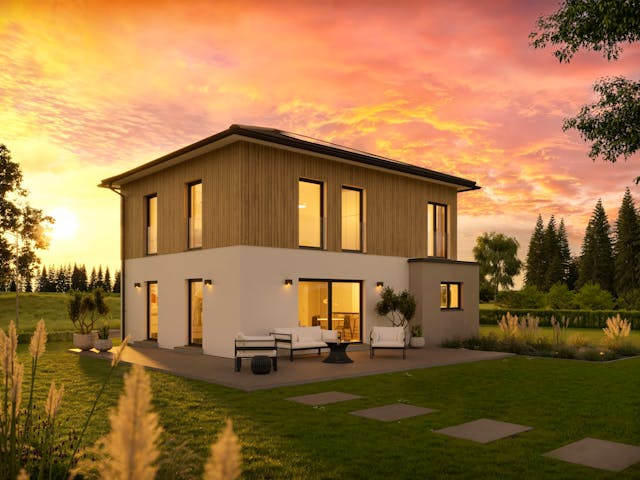 Fertighaus White&Black 130 von WHITE&BLACK Fertighäuser Schlüsselfertig ab 326544€, Satteldach-Klassiker Außenansicht 1