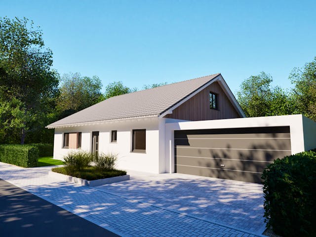 Massivhaus Entwurf CH115 von FAVORIT Massivhaus, Bungalow Außenansicht 1