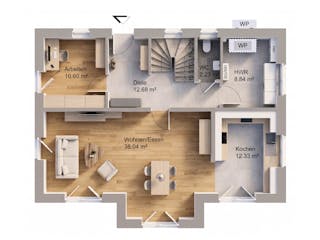 Massivhaus Friesengiebel 171 von AMR-Wohnbau Schlüsselfertig ab 352000€, Satteldach-Klassiker Grundriss 1