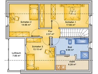 Fertighaus Planungsbeispiel 125H15 von Bio-Solar-Haus Schlüsselfertig ab 360917€, Satteldach-Klassiker Grundriss 2