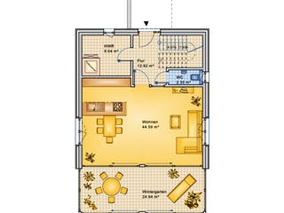 Fertighaus Planungsbeispiel 154H20 von Bio-Solar-Haus Schlüsselfertig ab 396313€, Satteldach-Klassiker Grundriss 1