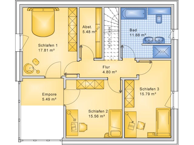 Fertighaus Planungsbeispiel 159SB20 von Bio-Solar-Haus Schlüsselfertig ab 505524€, Stadtvilla Grundriss 2