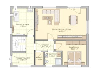 Fertighaus Junto 167 von Fingerhut Haus Schlüsselfertig ab 523164€, Satteldach-Klassiker Grundriss 1