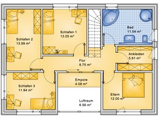 Fertighaus Planungsbeispiel 168H20 von Bio-Solar-Haus Schlüsselfertig ab 410161€, Pultdachhaus Grundriss 2