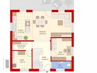 Massivhaus Trendhaus Familienglück 133 m² mit LIAPLAN gebaut von Mein Haus Bausysteme, Satteldach-Klassiker Grundriss 1