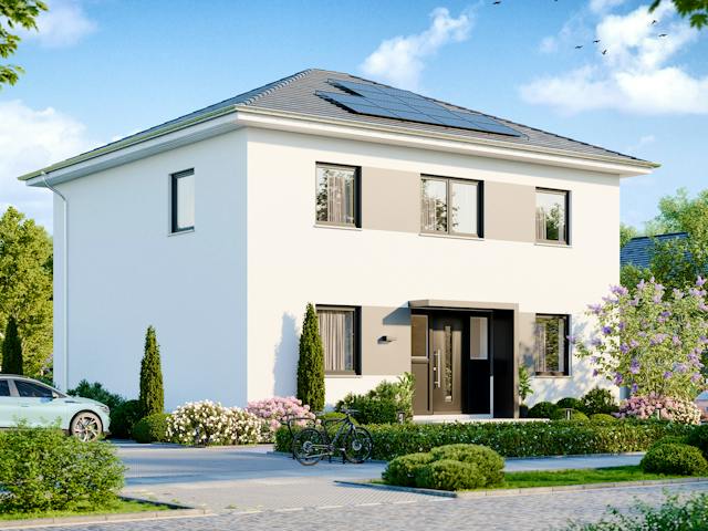 Massivhaus Stadtvilla 220 von BRALE Bau Schlüsselfertig ab 343100€, Stadtvilla Außenansicht 1