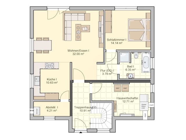 Fertighaus Junto 184 von Fingerhut Haus Schlüsselfertig ab 565417€, Satteldach-Klassiker Grundriss 1