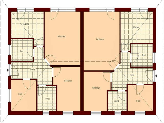 Massivhaus Wendorf von TIMOWA Massivhäuser Schlüsselfertig ab 396900€, Bungalow Grundriss 1