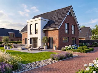 Massivhaus Friesengiebel 171 von AMR-Wohnbau Schlüsselfertig ab 352000€, Satteldach-Klassiker Außenansicht 1