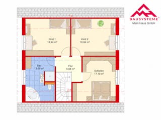 Massivhaus Trendhaus Familienglück 133 m² mit LIAPLAN gebaut von Mein Haus Bausysteme, Satteldach-Klassiker Grundriss 2