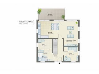 Massivhaus Einfamilienhaus Toskana II von Domo 1999 Immobilien Schlüsselfertig ab 375000€, Bungalow Grundriss 1
