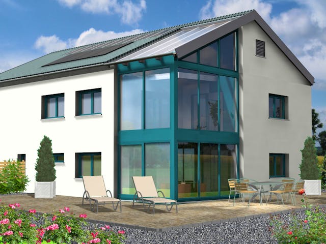 Fertighaus Planungsbeispiel 252H20 von Bio-Solar-Haus Schlüsselfertig ab 585711€, Satteldach-Klassiker Außenansicht 1 Fertighaus Planungsbeispiel 252H20 von Bio-Solar-Haus Schlüsselfertig ab 585711€, Satteldach-Klassiker Außenansicht 1