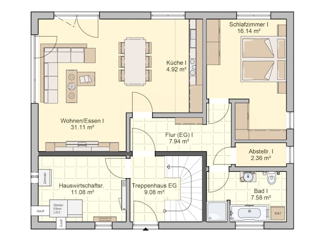 Fertighaus Junto 175 von Fingerhut Haus Schlüsselfertig ab 546563€, Satteldach-Klassiker Grundriss 1