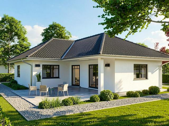 Massivhaus Arkona von TIMOWA Massivhäuser Schlüsselfertig ab 312900€, Bungalow Außenansicht 1