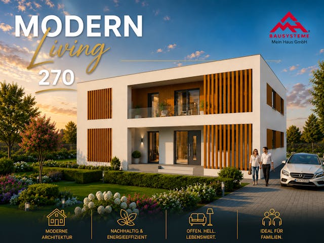 Massivhaus Modern Living 270 von Mein Haus Bausysteme, Cubushaus Außenansicht 1
