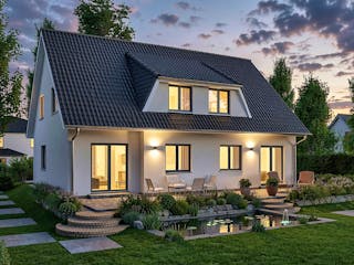 Massivhaus Stralsund von TIMOWA Massivhäuser Schlüsselfertig ab 515900€, Satteldach-Klassiker Außenansicht 2