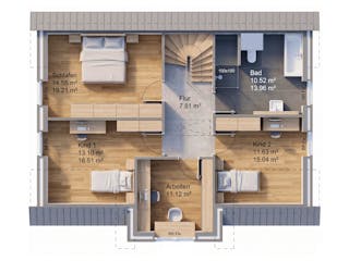 Massivhaus Friesengiebel 171 von AMR-Wohnbau Schlüsselfertig ab 352000€, Satteldach-Klassiker Grundriss 2