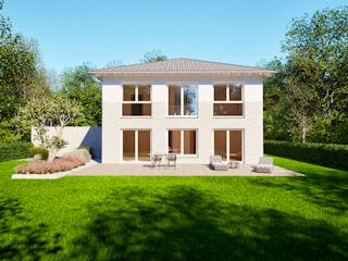 Massivhaus Entwurf CL148 von FAVORIT Massivhaus, Stadtvilla Außenansicht 10
