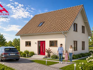 Massivhaus Trendhaus Familienglück 133 m² mit LIAPLAN gebaut von Mein Haus Bausysteme, Satteldach-Klassiker Außenansicht 3