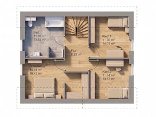 Massivhaus Satteldach 136 von AMR-Wohnbau Schlüsselfertig ab 300000€, Satteldach-Klassiker Grundriss 2