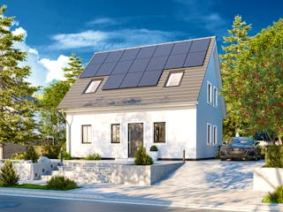 Massivhaus Einfamilienhaus 110 von BRALE Bau, Satteldach-Klassiker Außenansicht 2