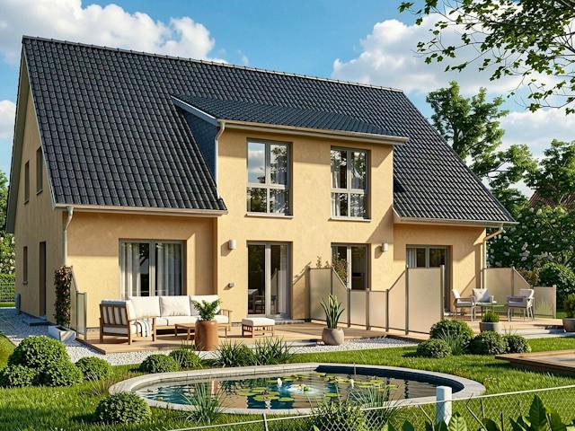 Massivhaus Dammhusen I von TIMOWA Massivhäuser Schlüsselfertig ab 563900€, Satteldach-Klassiker Außenansicht 1