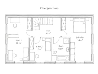 Massivhaus Doppelhaushälfte 120 von Ever Energy Home, Satteldach-Klassiker Grundriss 2