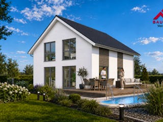 Massivhaus Trendhaus  Junge Familie 135 und  Keller mit LIAPLAN gebaut von Mein Haus Bausysteme, Außenansicht 2