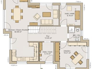 Fertighaus Einfamilienhaus 22-162-190 von BoHolz Haus Schlüsselfertig ab 492326€, Satteldach-Klassiker Grundriss 1