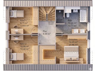 Fertighaus Satteldach 144 von AMR-Wohnbau Schlüsselfertig ab 317000€, Satteldach-Klassiker Grundriss 2