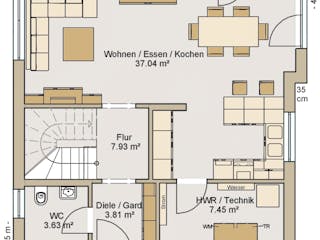 Fertighaus Einfamilienhaus 38-115-125 von BoHolz Haus Schlüsselfertig ab 386738€, Satteldach-Klassiker Grundriss 1