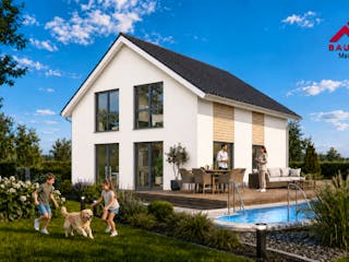 Massivhaus Trendhaus  Junge Familie 135 und  Keller mit LIAPLAN gebaut von Mein Haus Bausysteme, Außenansicht 6