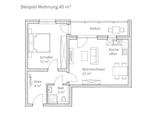 Massivhaus Eigentumswohnung 45-85 von Ever Energy Home, Satteldach-Klassiker Grundriss 1