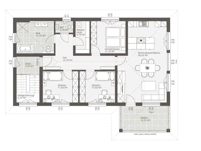 Fertighaus ELK Duo 236 von ELK, Stadtvilla Grundriss 1