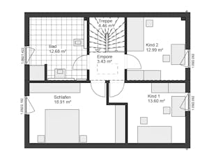 Fertighaus White&Black 130 von WHITE&BLACK Fertighäuser Schlüsselfertig ab 326544€, Satteldach-Klassiker Grundriss 3