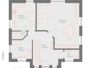 Massivhaus Haus Friesland von FEPA-Wohnbau, Satteldach-Klassiker Grundriss 1
