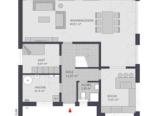 Massivhaus Entwurf NB174 von FAVORIT Massivhaus, Satteldach-Klassiker Grundriss 1