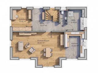 Massivhaus Friesengiebel 171 von AMR-Wohnbau Schlüsselfertig ab 352000€, Satteldach-Klassiker Grundriss 1