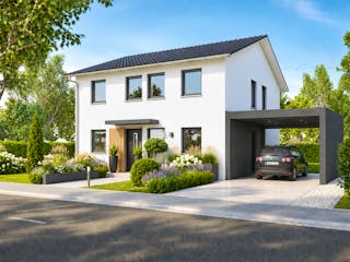 Massivhaus Satteldach 145 von Bauwerk Chemnitz Immobilien Schlüsselfertig ab 435000€, Satteldach-Klassiker Außenansicht 1