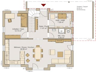 Fertighaus Einfamilienhaus 35-146-150 von BoHolz Haus Schlüsselfertig ab 442413€, Satteldach-Klassiker Grundriss 1