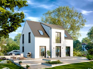 Massivhaus Einfamilienhaus 140 von BRALE Bau, Satteldach-Klassiker Außenansicht 1