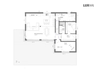 Fertighaus Walmdach 266 von LUXHAUS, Stadtvilla Grundriss 1