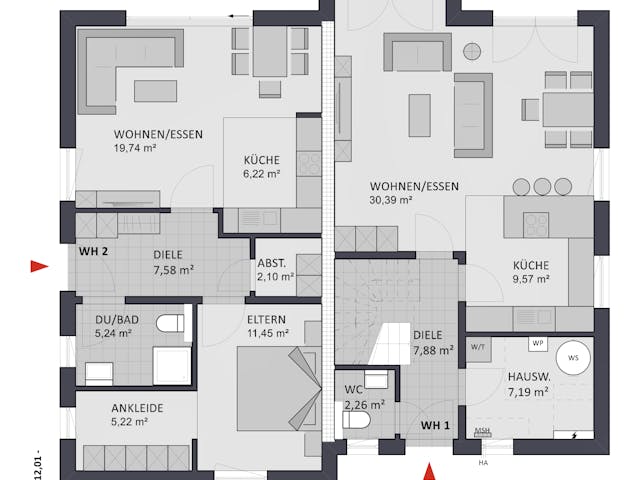 Massivhaus Entwurf PR152/58 von FAVORIT Massivhaus, Satteldach-Klassiker Grundriss 1
