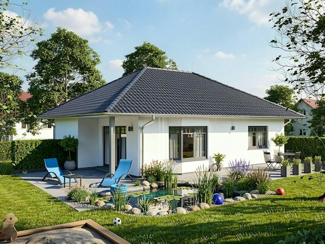 Massivhaus Sellin 94 von TIMOWA Massivhäuser Schlüsselfertig ab 239900€, Bungalow Außenansicht 1